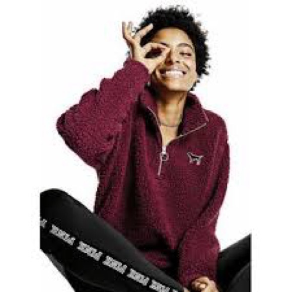 Victoria's Secret Victorias Secret Pink Sherpa Boyfriend Quarte - Picture 2 of 14